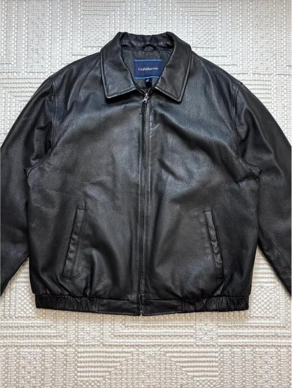 Vintage Croft & Barrow Black Leather Jacket cropped Detroit